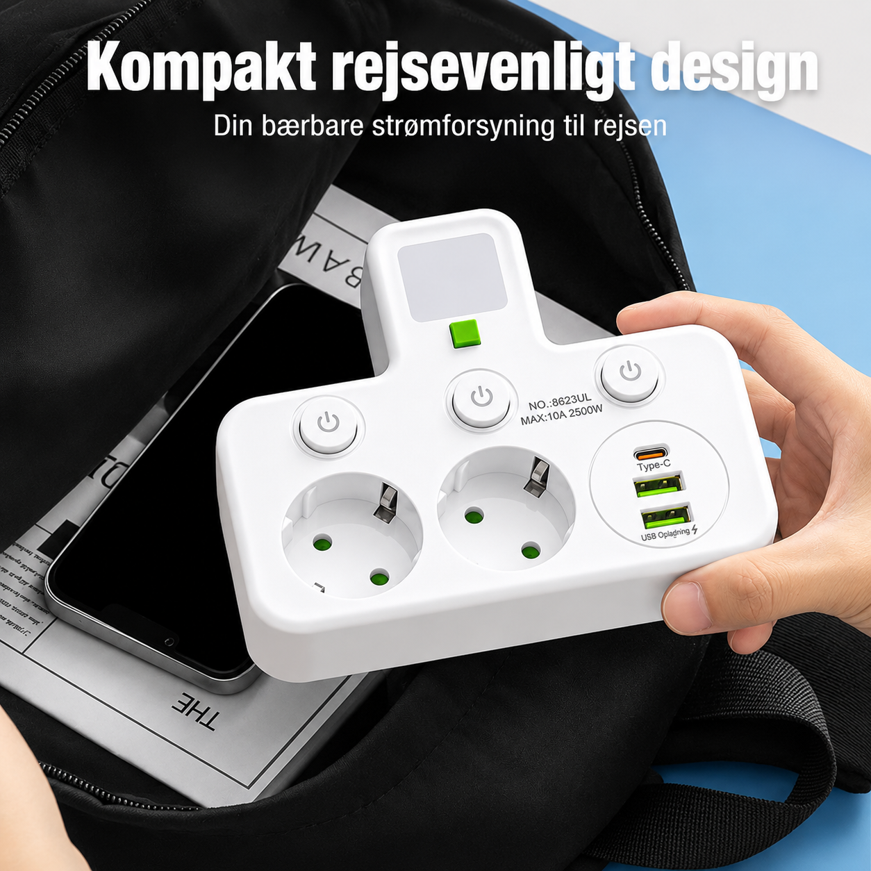 🎉 Nytårsgave – 50 % RABAT!🔌 Intelligent stikdåse med USB og natlys – Alsidig og sikker!