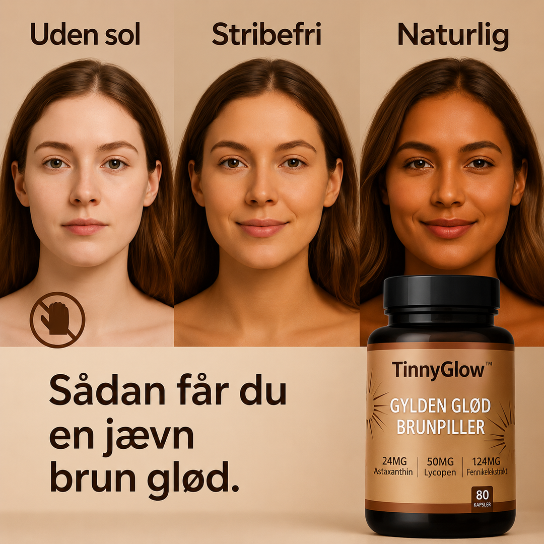 TinnyGlow™ | Naturlig Solbrun Farve på 2 Uger – Uden Sol eller Selvbrunere