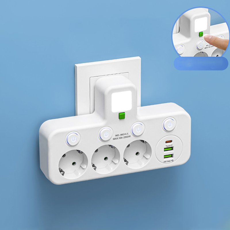 🎉 Nytårsgave – 50 % RABAT!🔌 Intelligent stikdåse med USB og natlys – Alsidig og sikker!