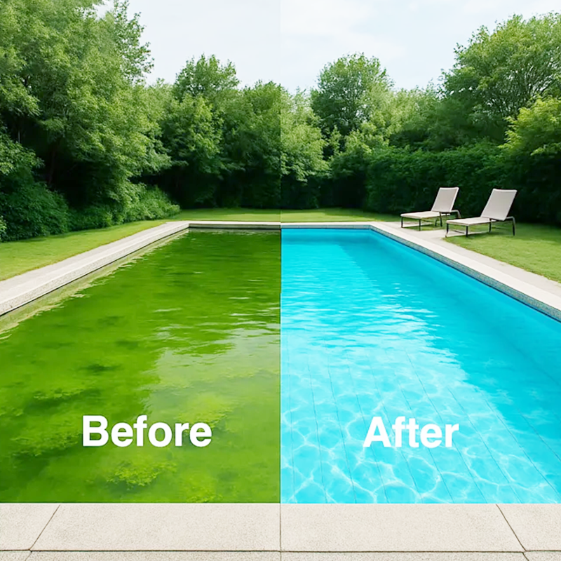 💧 Rengøringsvæske til swimmingpools – krystalklart vand uden besvær! ✨ Nu er det slut med grønt vand og stærke kemikalier – nyd et sundt og naturligt bad når som helst. 🏊‍♂️💙