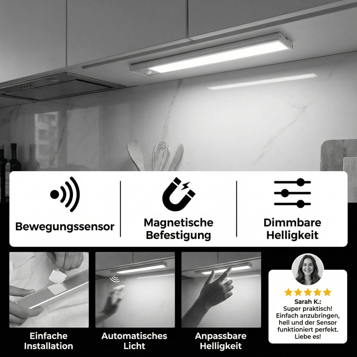 Trådløs LED-indbygget lampe med bevægelsessensor – magnetisk og dæmpbar
