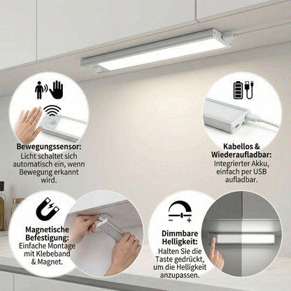 Trådløs LED-indbygget lampe med bevægelsessensor – magnetisk og dæmpbar